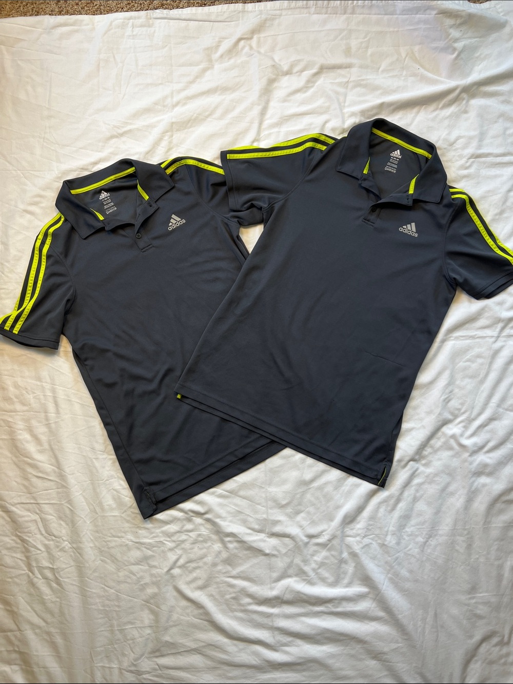 adidas Black Polo Shirt with Neon Yellow Stripes #Twins-FamilyPictures-Photos